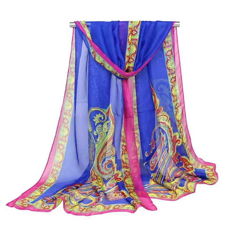 Брендовый шифоновый шелковый шарф 2020 женский на лето и осень универсальный