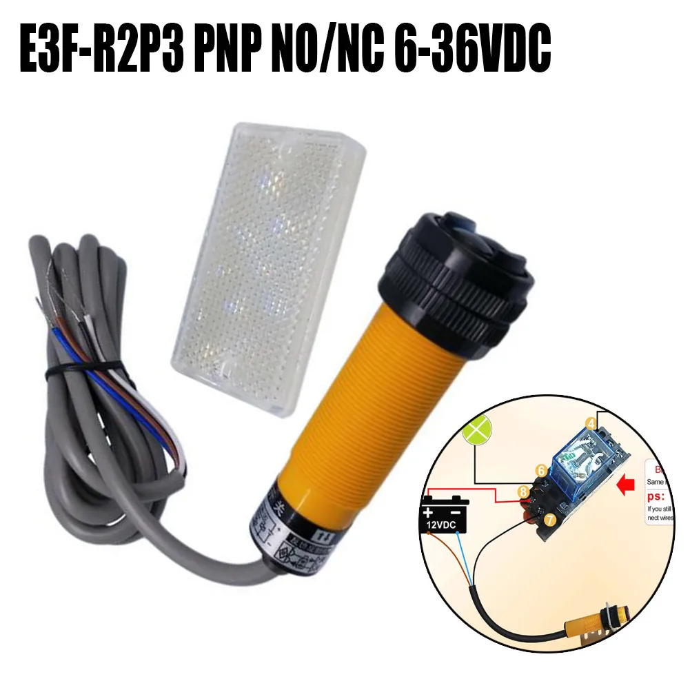 

+ 1*Reflector Reflective Photoelectric Switch 6-36V DC E3F-R2P3 Sensor