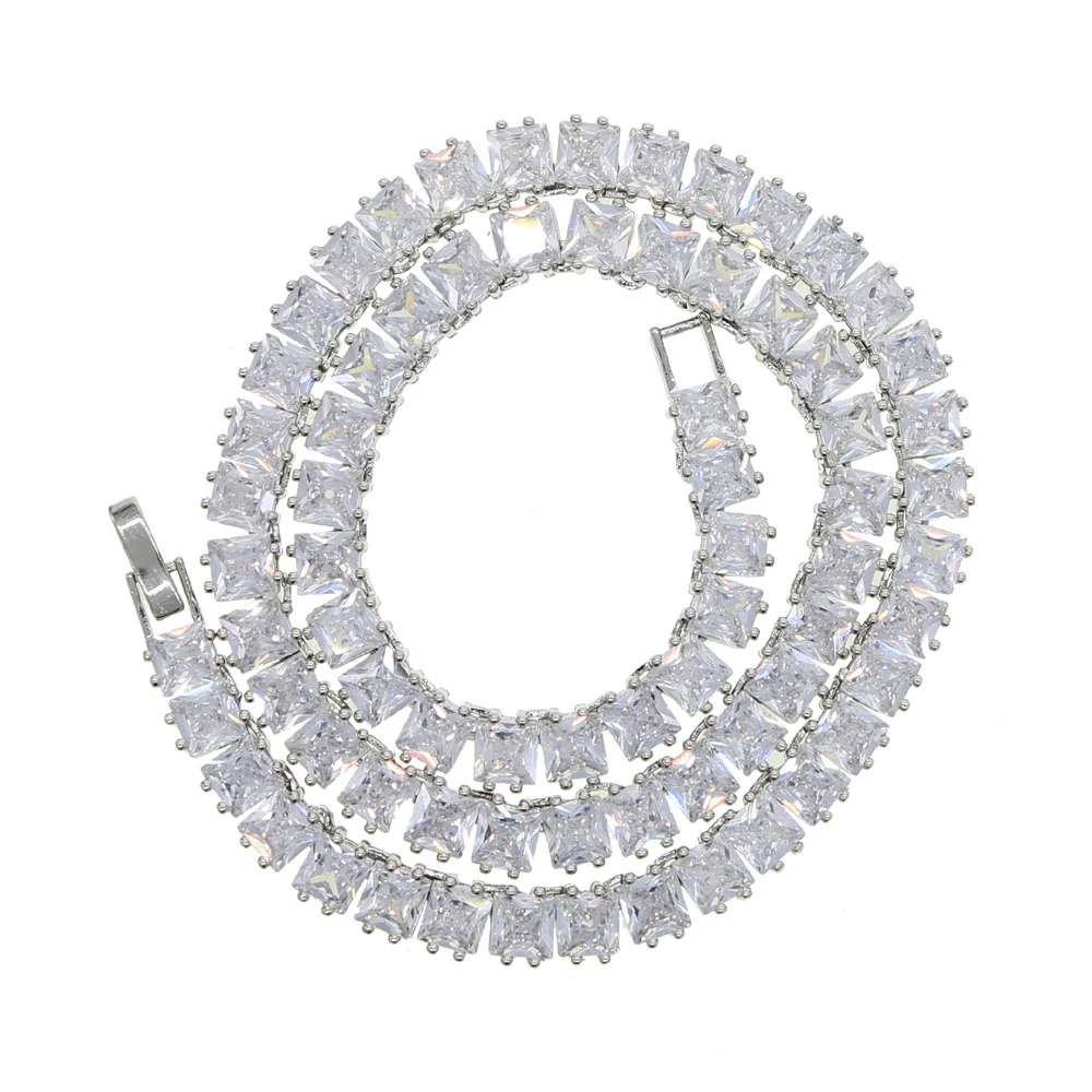 Ожерелье чокер женское с фианитом теннисная цепь квадратным кубическим