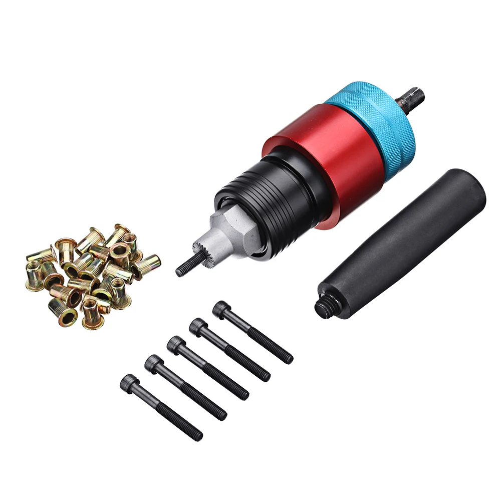 

LT8 Electric Riveter Nut Riveting Tools Kit Clutch Type for Cordless Drill Automatic Insert Threaded M4/M5/M6 Electric Drill