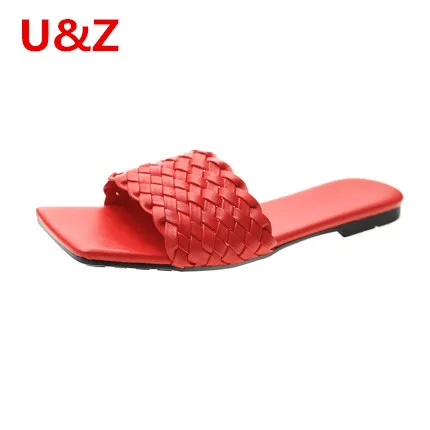 Тапочки США женская пляжная обувь летние модные плетеные сандалии на плоской