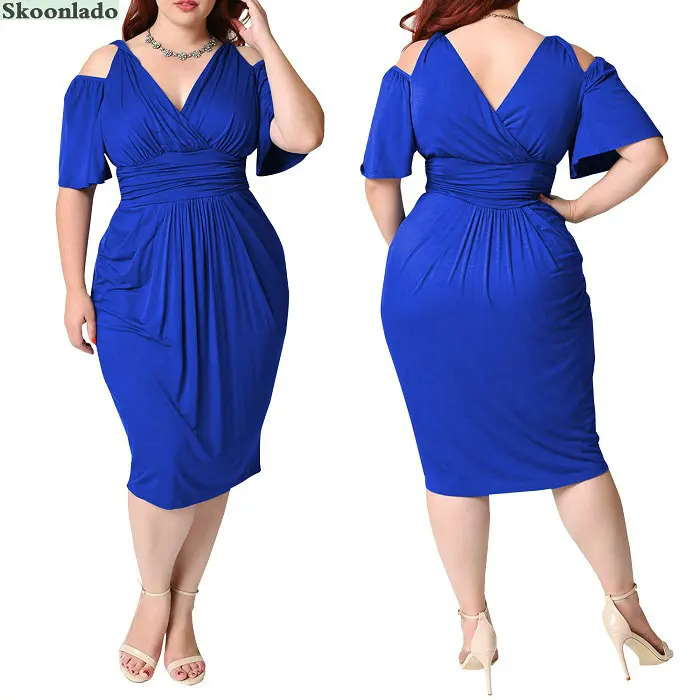 Женское офисное платье большого размера плюс с глубоким v образным вырезом