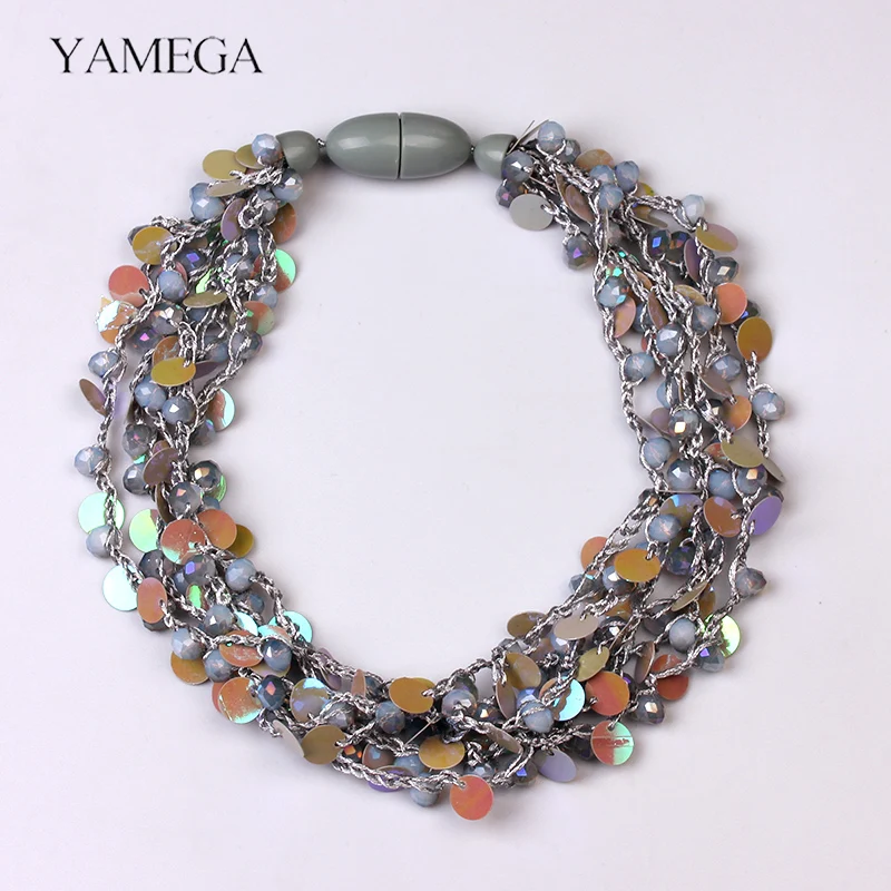 YAMEGA ожерелья ручной работы из бисера с кристаллами и блестками Превосходное