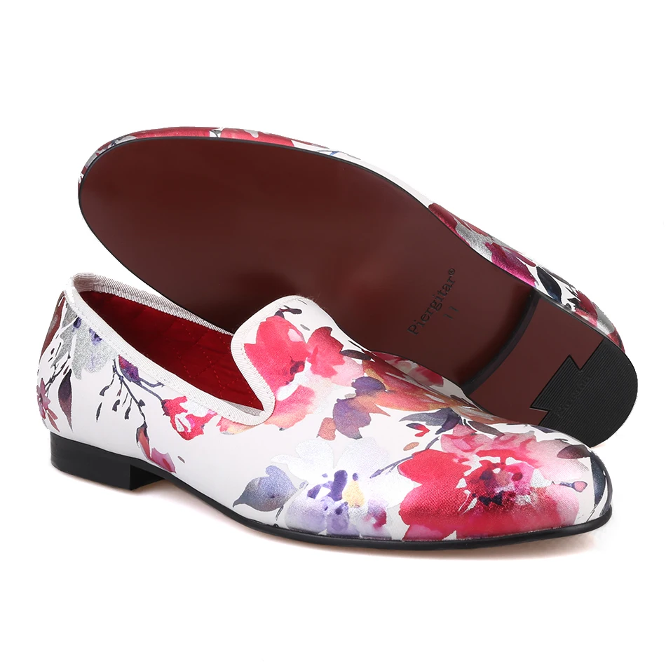 2019 new style Handmade white color print gold flower China men loafers wedding and party shoes Fashion men's flats | Обувь
