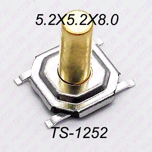 Высокое качество, 50 шт., 5,2x5,2x1,5 мм до 9 мм, 4PIN, SMT, металлический Тактический кнопочный переключатель, тактовый переключатель, клавиша, динамик, аудио кнопка - Цвет: H 8.0mm