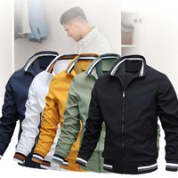baseball uniform men spring autumn long sleeve zipper solid color outwear sportwear jacket streetwear retro tide loose coat