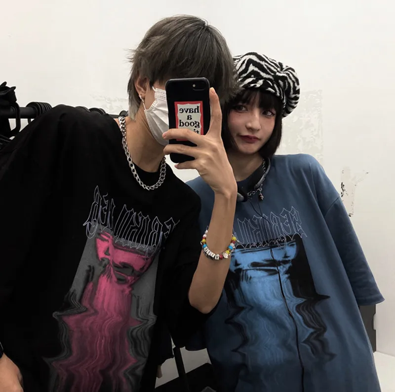 

Cheap wholesale new arrival 2021 men clothing Hot selling retro t shirt casual graphic t shirts personality harajuku Tops Ay1655