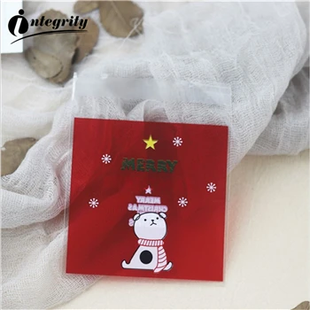 {D& P 100pcs 10X10+ 3 см Рождество печенья конфеты упаковки хлеба самоклеящаяся Пластик печенье закуски выпечка посылка милые сумки через плечо - Цвет: CUTE 27