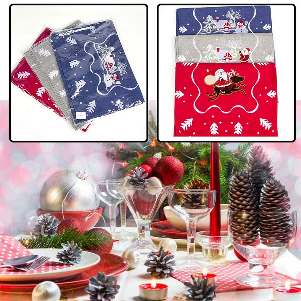 

Christmas table flag cover rectangular kitchen desk embroidered runner living room dustproof table cloth home decoration