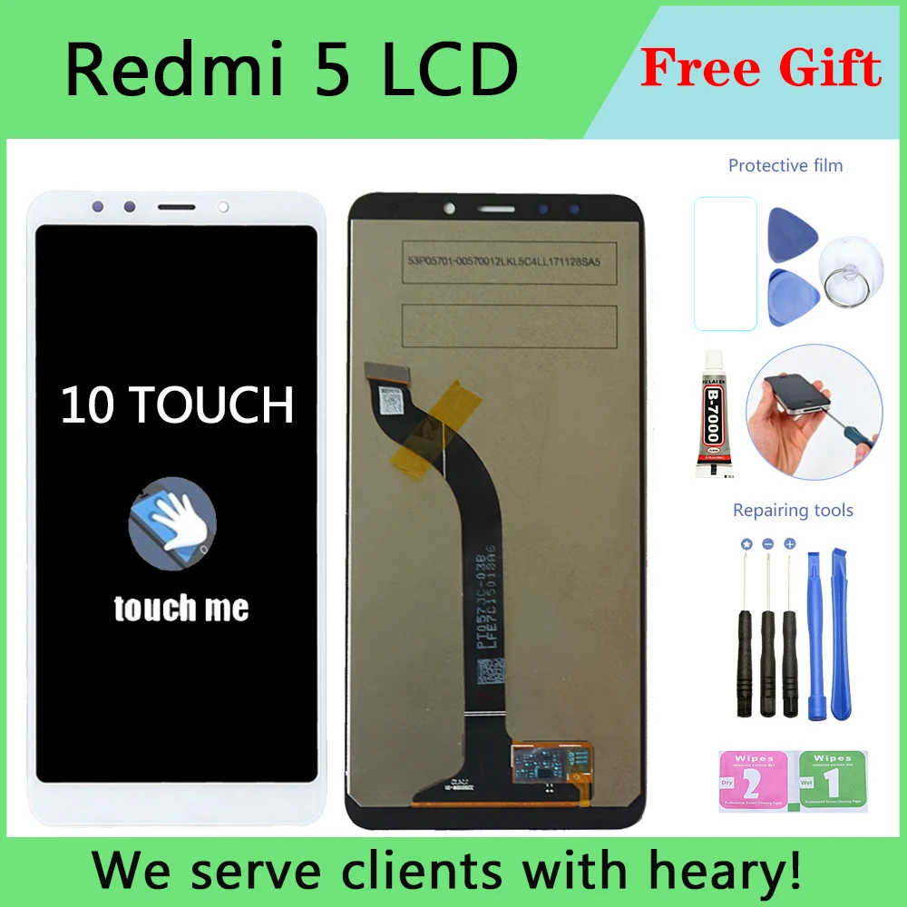 

Оригинальный ЖК-дисплей для Xiaomi Redmi 5, сенсорный экран с рамкой, ЖК-дигитайзер, дисплей в сборе для Redmi 5, запасные части
