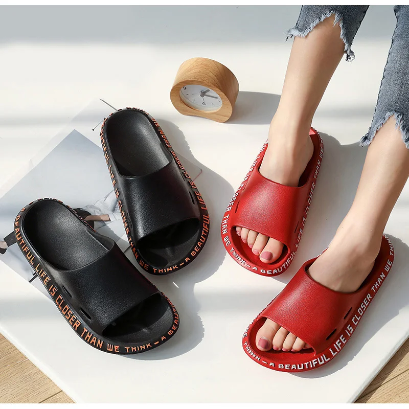 Женские тапочки Домашние шлепанцы Нескользящие туфли на плоской подошве Летняя