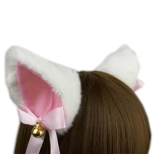 1Pairs Cat Ears with Bell Hair Clip Fox Long Fur Hairpins Headwear Cosplay Anime Costume Halloween Party Gifts Hair Accessories