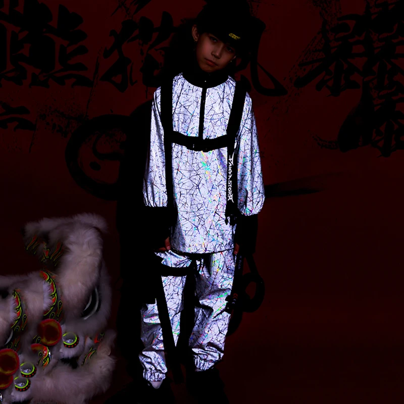 Танцевальные костюмы в стиле хип хоп светоотражающая свободная уличная