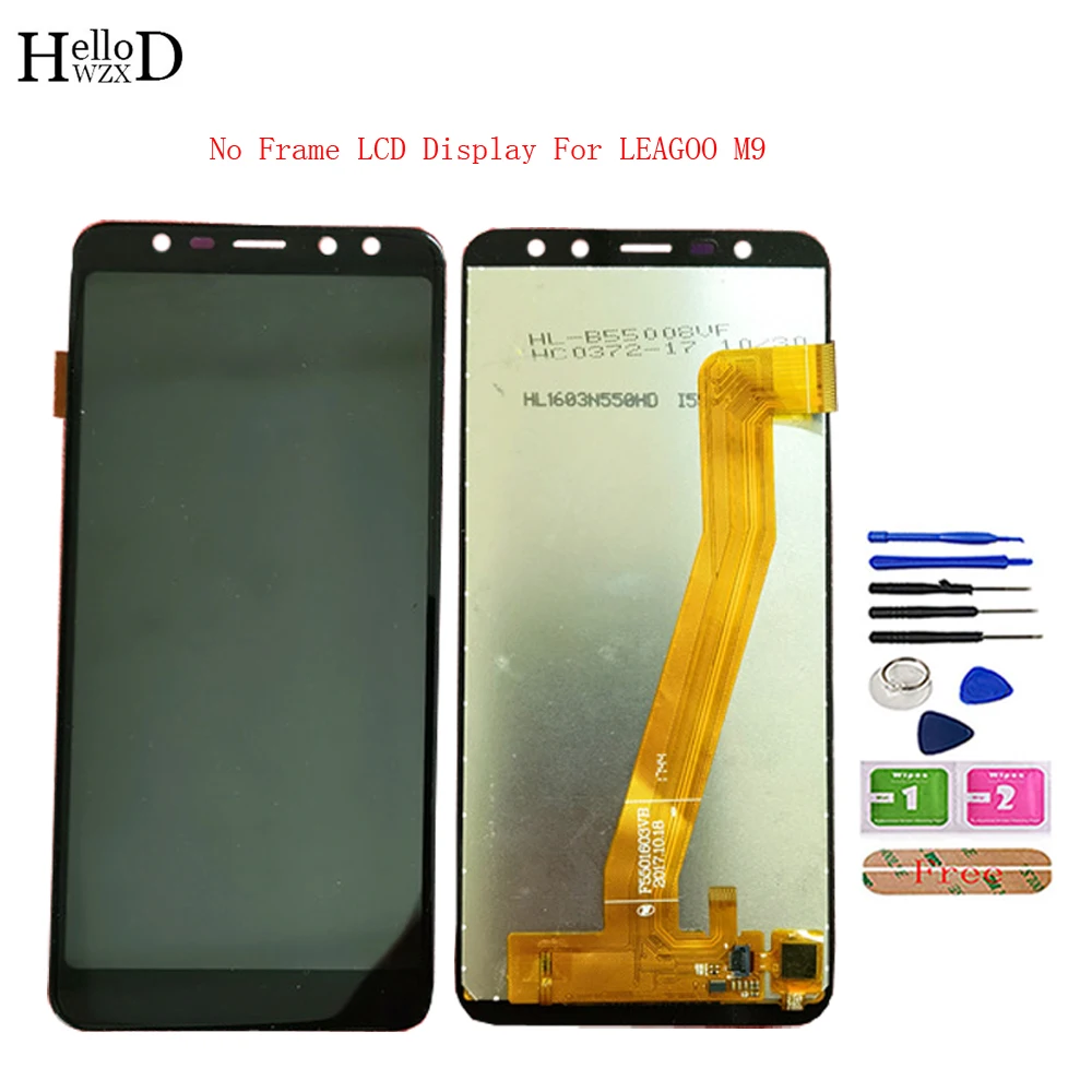 5 5 phone lcd display for leagoo m9 lcd display and touch screen digitizer panel sensor panel front glass assembly frame tools free global shipping