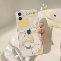 cute duck tpu cartoon phone case for iphone 11 12 pro max 13 xs max xr xs 8 plus 7plus all inclusive anti fall protective cover