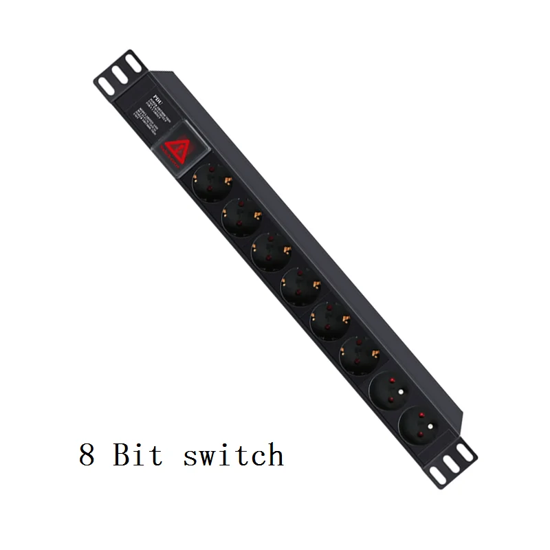 8 Bit switch Pdu алюминиевый сплав Молниезащита защита от перегрузки 10A2500W немецкий стандартный разъем - Цвет: 8 Bit switch