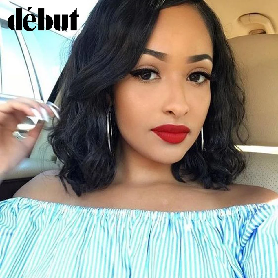 

Парик для женщин, дебютные кудрявые натуральные волосы, бразильские влажные и волнистые, с короткими кудрями, Короткие парики Remy, дешевые че...