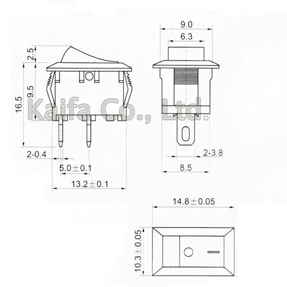 Кнопочный переключатель 10x15 мм SPST 2Pin 3A 250V KCD11 10 шт. кнопочный * 15 черный красный и