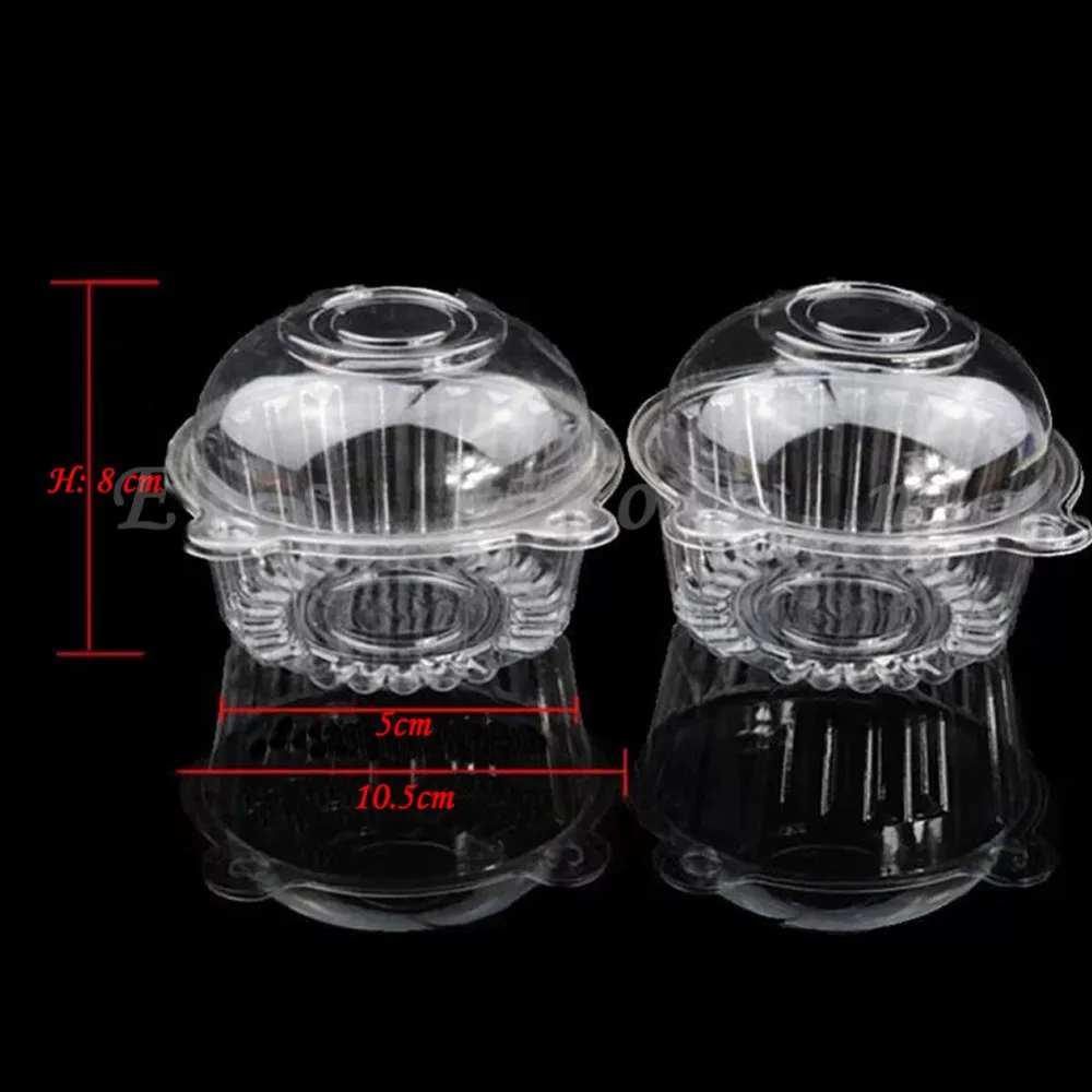 

NEW 100pcs Clear Plastic Single Cupcake Cake Case Muffin Dome Holder Box Container for kitchen accessories