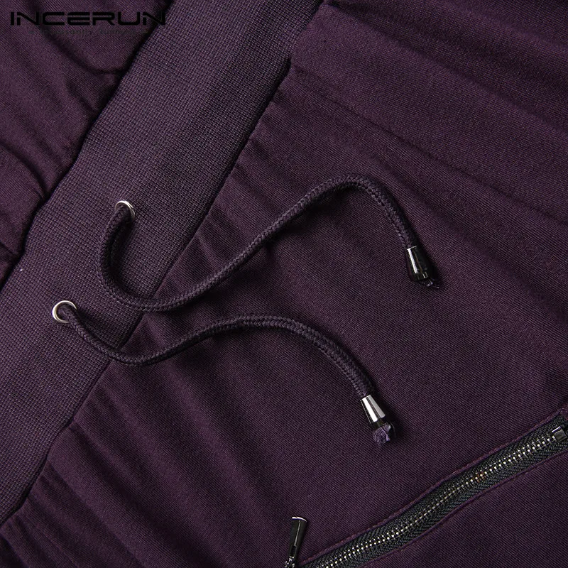 

INCERUN Fashion Mens Jumpsuits Sleeveless Solid Hooded Pockets V Neck Overalls Men Pants Joggers Sexy Streetwear Casual Rompers