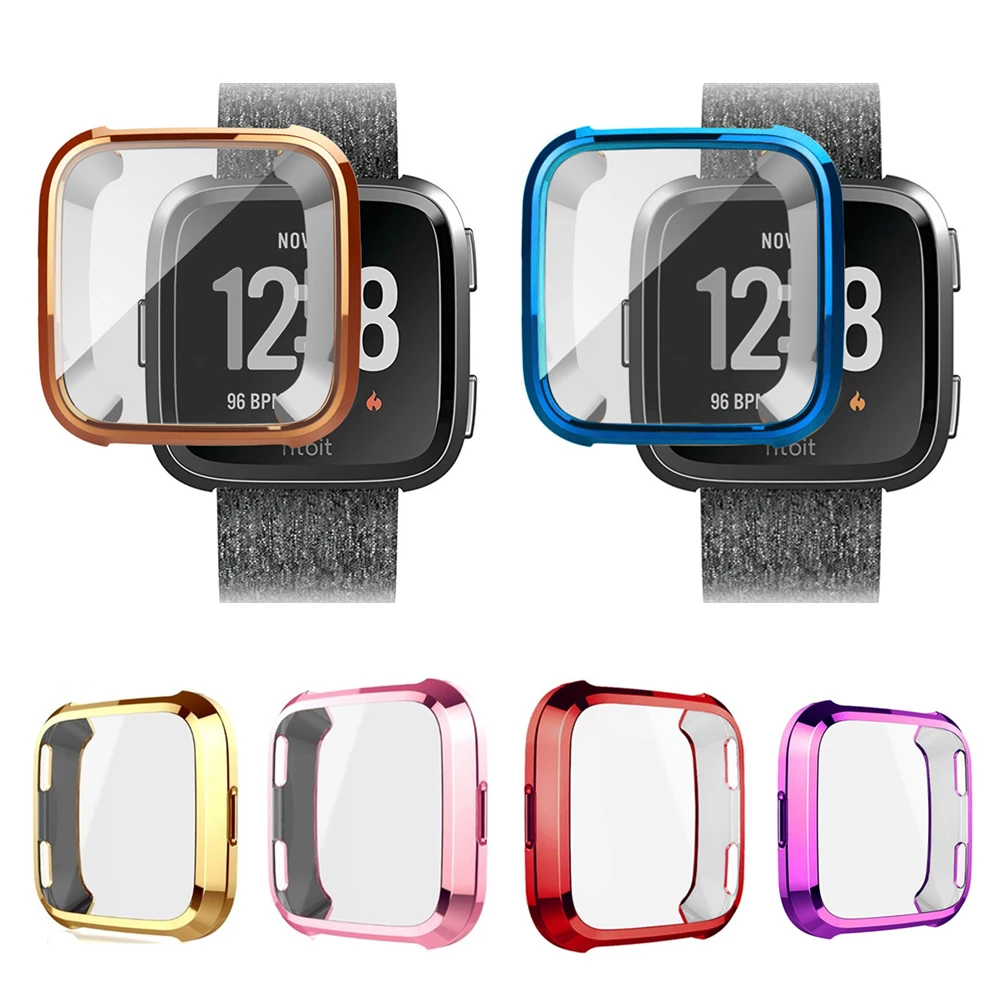 Full Screen Protector Cover For Fitbit Versa/Versa Lite Watch Case Soft TPU Plating Bumper Frame Protective Shell For Versa Lite