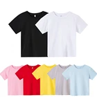 Футболка детская, из чистого хлопка, с коротким рукавом, однотонная, летняя, От 4 до 14 лет