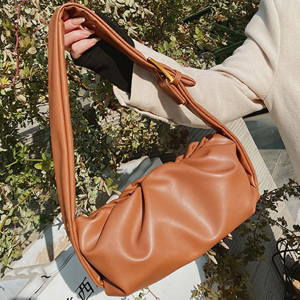 

Fashion Folds Cloud Shoulder Bags for Women Casual Pleated Top Handle Bag Solid Color Armpit Bag Women's Handbag 2021 Purses New
