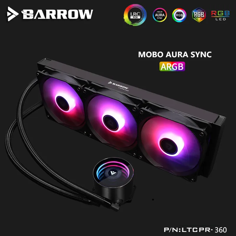 Водяной кулер Barrow встроенный радиатор ЦП 360 мм 5 В ARGB MOBO AURA SYNC вентилятор радиатора