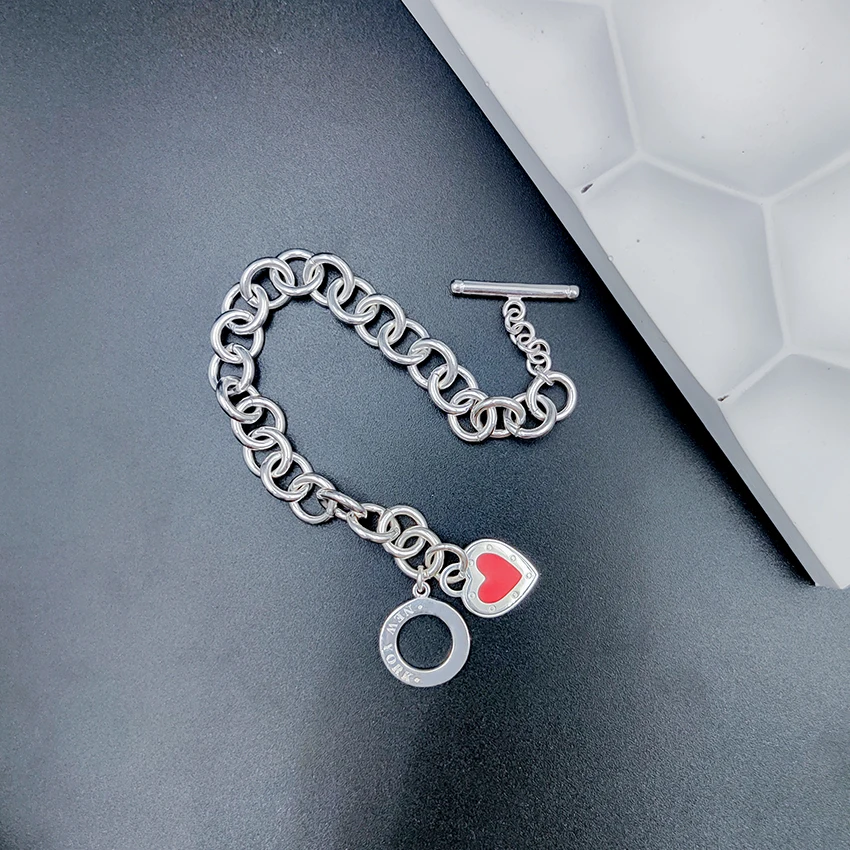 

925 Sterling Silver Bracelet For Women Girls Heart Pendants Personalized Chain Bracelets Women 2021 Boho Paired Friendship