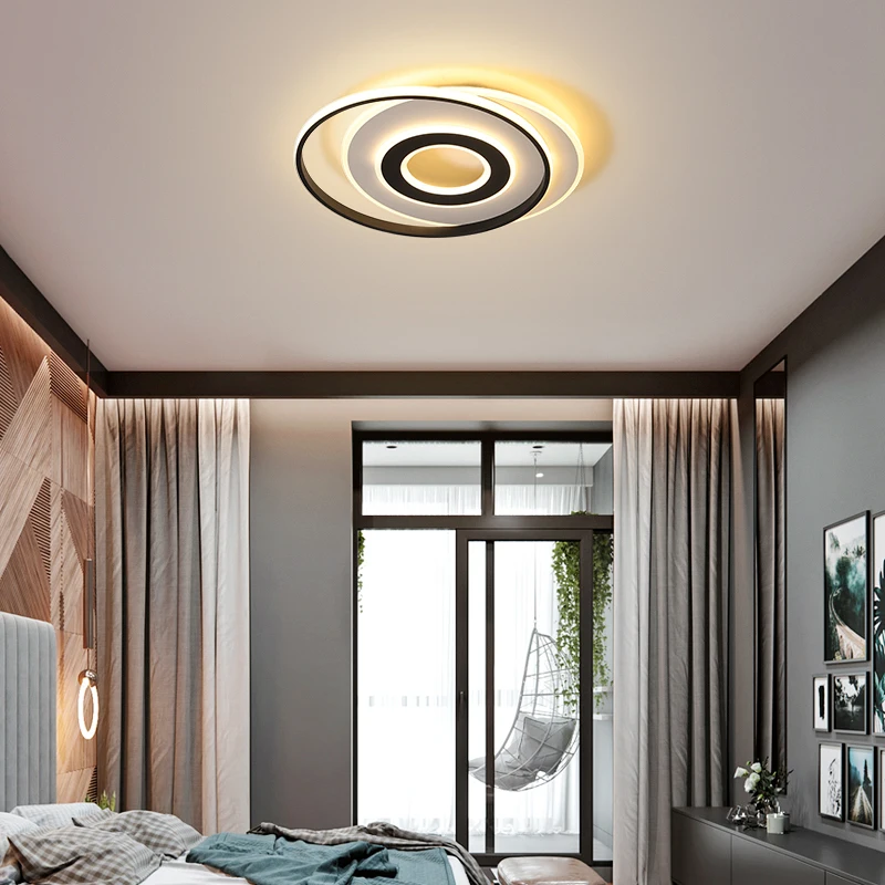 Круглая современная люстра освещение черный и белый блеск люстры ledLamp для гостиной спальни кухни Светодиодная потолочная люстра