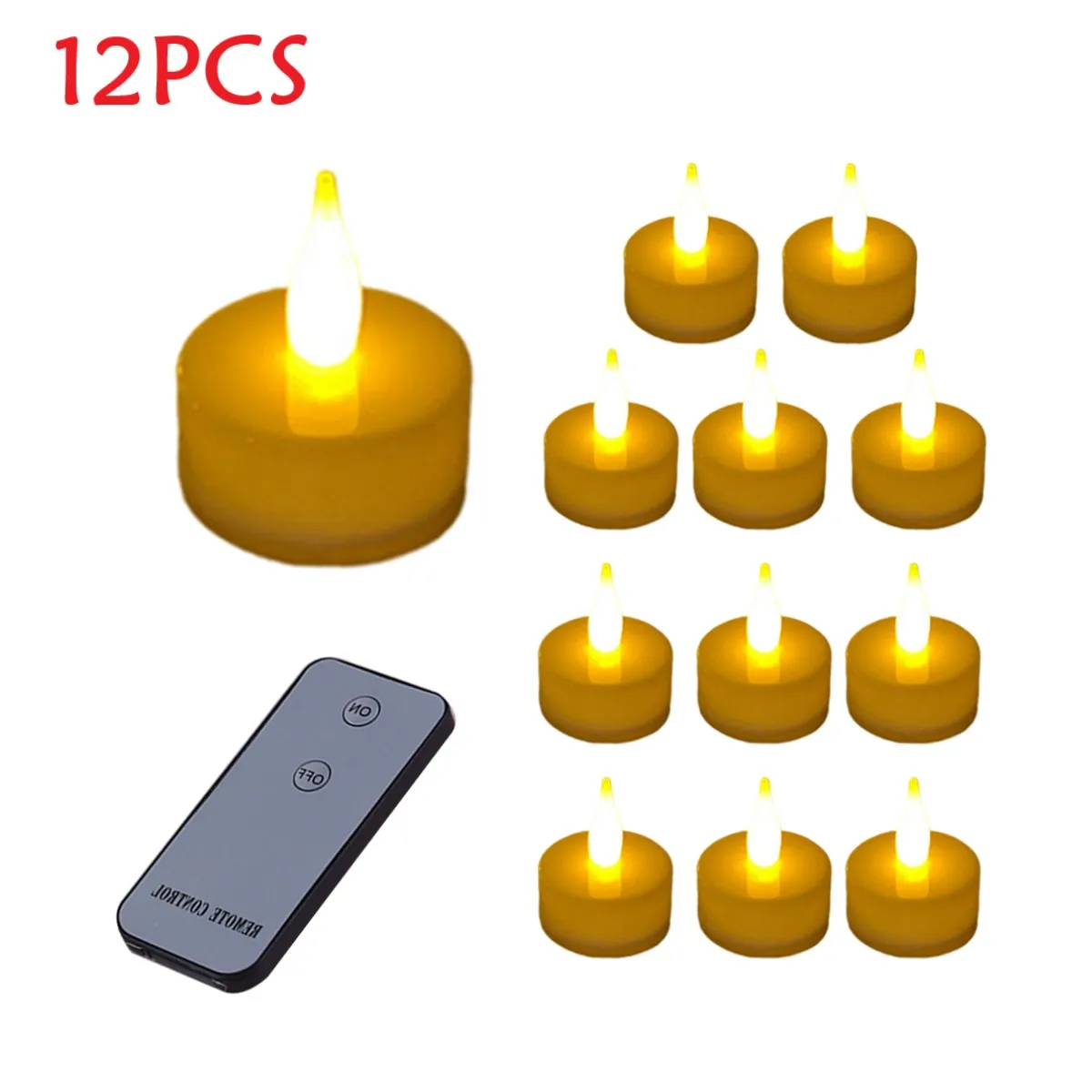 

Pack of 12 Flickering Remote Control Flameless Dancing LED Candles Warm White Battery Operated Moving Wick Tea Light With Timer