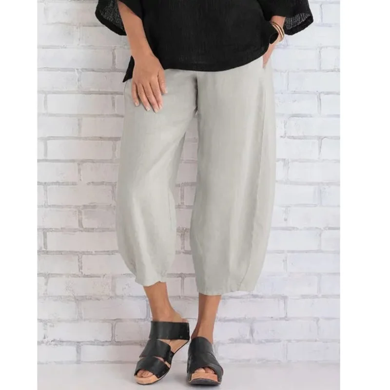 Фото Женские брюки с высокой талией размера плюс 5xl однотонные летние 2020 женские до