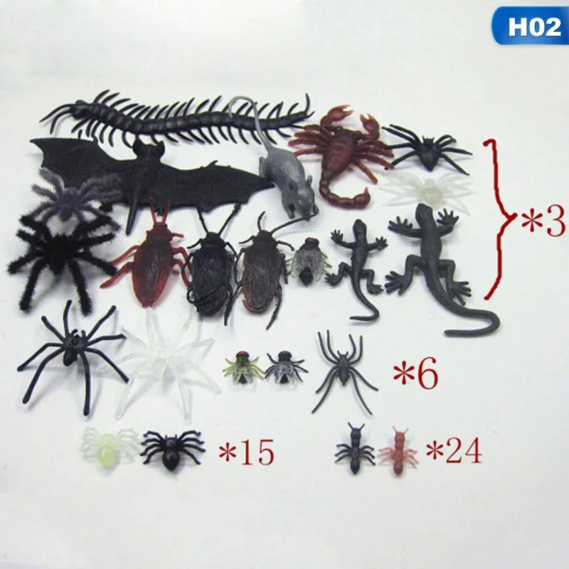 

Simulation Plastic Insects Fake Spiders Flies Bat for Halloween Party Favors Decoration Novelty & Gags Toys