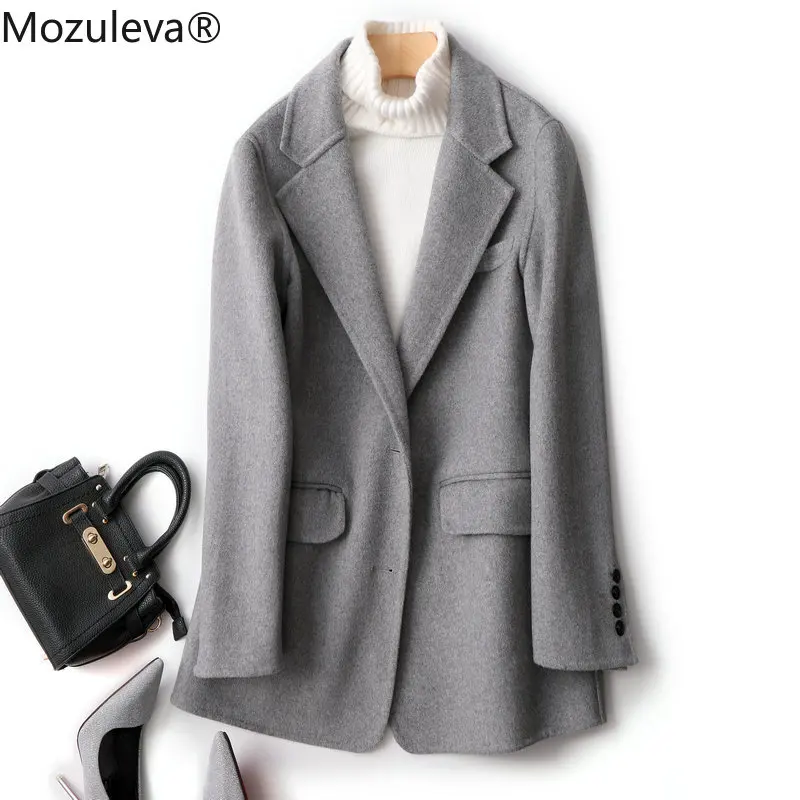 

Mozuleva New 2022 High Quality Double Sided Cashmere Coat Solid Soft Casual Style Woolen Women's Coat for Winter