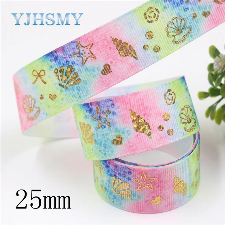 YJHSMY I-19826-2000,(") 25 мм 10 ярдов морской узор Горячего Тиснения Передачи ленты, DIY лук крышка аксессуары и украшения - Цвет: I-19826-2008
