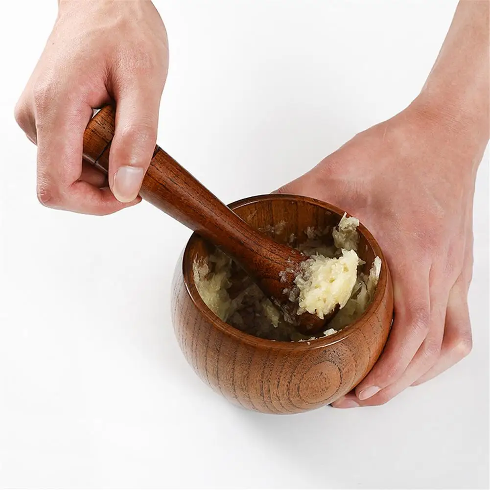 Растертый чеснок банку раствор старомодное деревянная мельница Круглые Гладкие