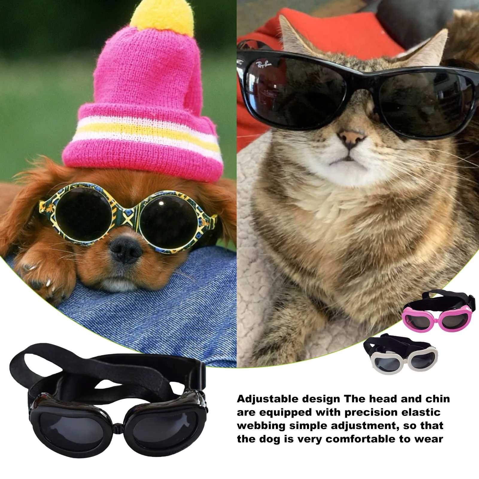 

Adjustable Pet Dog Sunglasses Small Pet Puppy Cat Fashion Goggles Waterproof Windproof Eye Wear Protection Sun Glasses