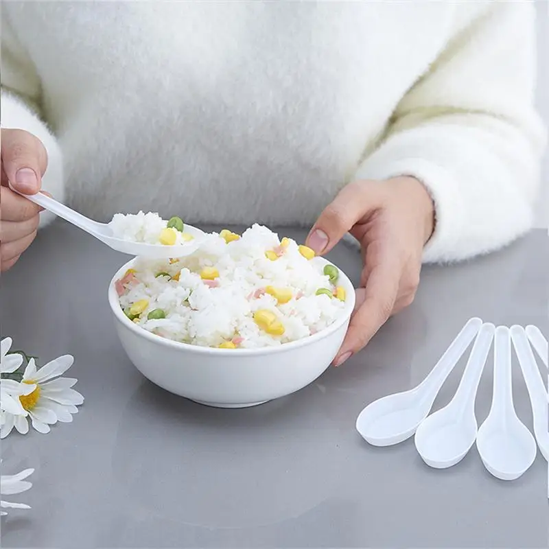 50 шт. дома Кухня прозрачный Пластик одноразовые ложки азиатские суповые