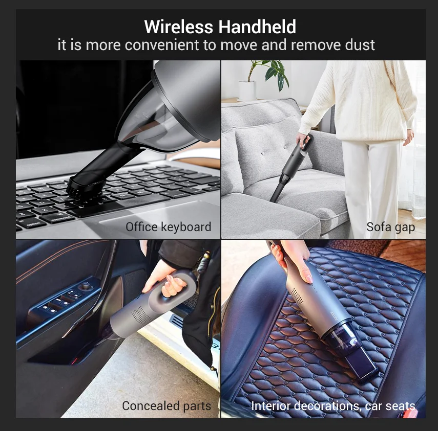 Портативный автомобильный пылесос 70mai ручной мини 70 MAI беспроводной Легкий для