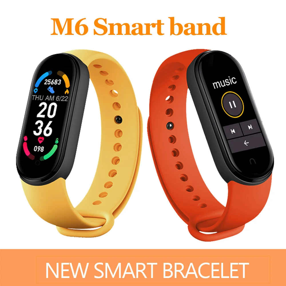 

2021 New M6 Smart Band Fitness Tracker Smart Bracelet Heart Rate Blood Pressure Bluetooth Health Wristband Waterproof Smartband