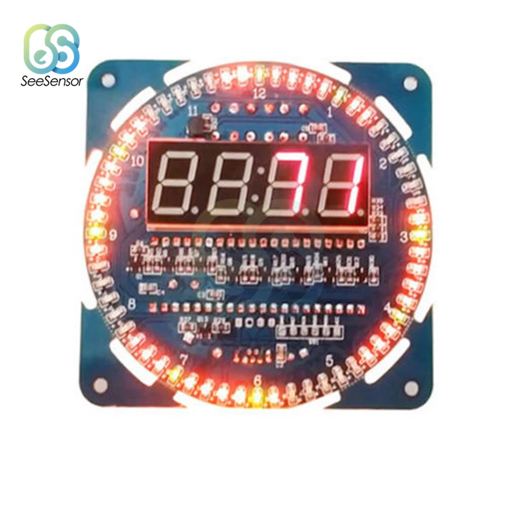 Вращающийся DS1302 светодиодный цифровой дисплей модуль сигнализации электронный цифровой Будильник Светодиодная панель температурного контроля DIY Kit обучающая доска 5 В