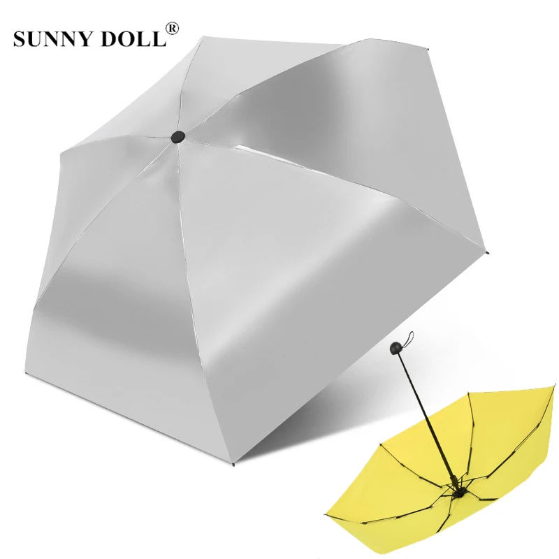 

Легкий зонт с серебряным покрытием, маленький карманный мини-зонтик унисекс от солнца и дождя, с защитой от ультрафиолета, 5 сложений