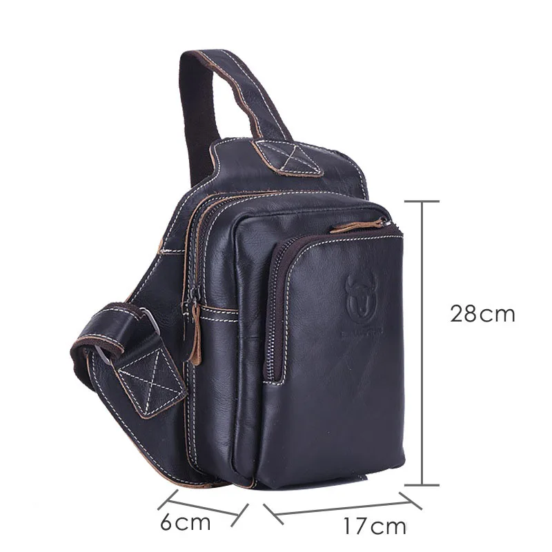 High Quality Men's Genuine Leather Chest Bags Vintage Sling Back Day Pack Travel Fashion Crossbody Messenger Shoulder Bag |