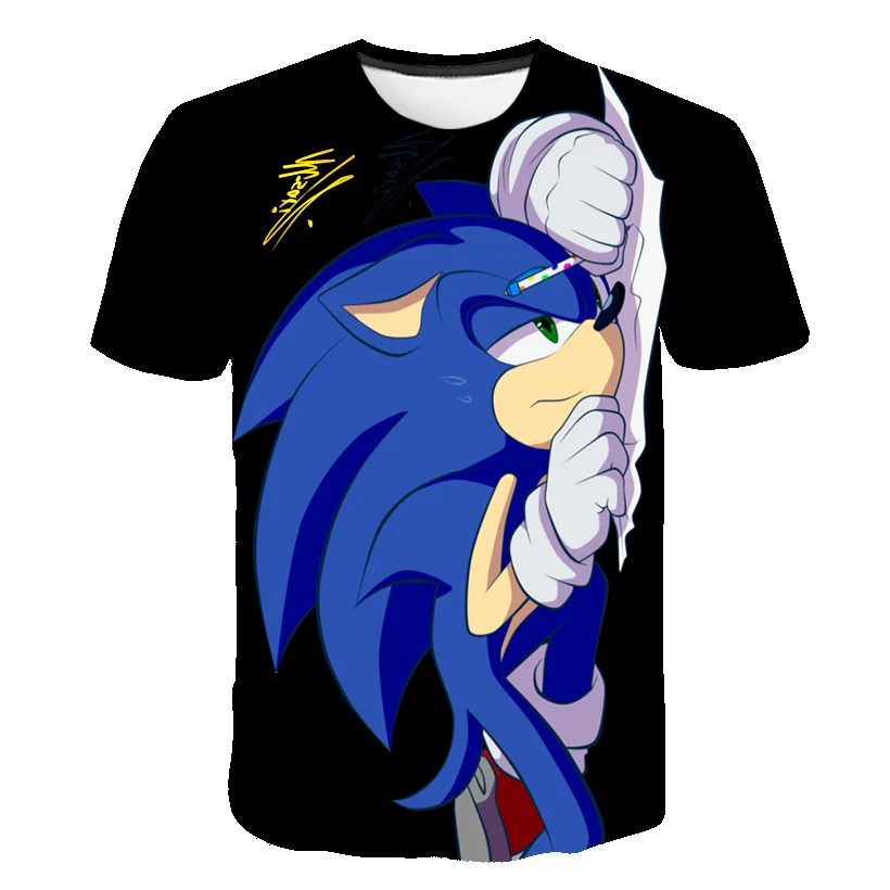 Sonic ежа из мультфильмов для мальчиков футболки с короткими рукавами Одежда и