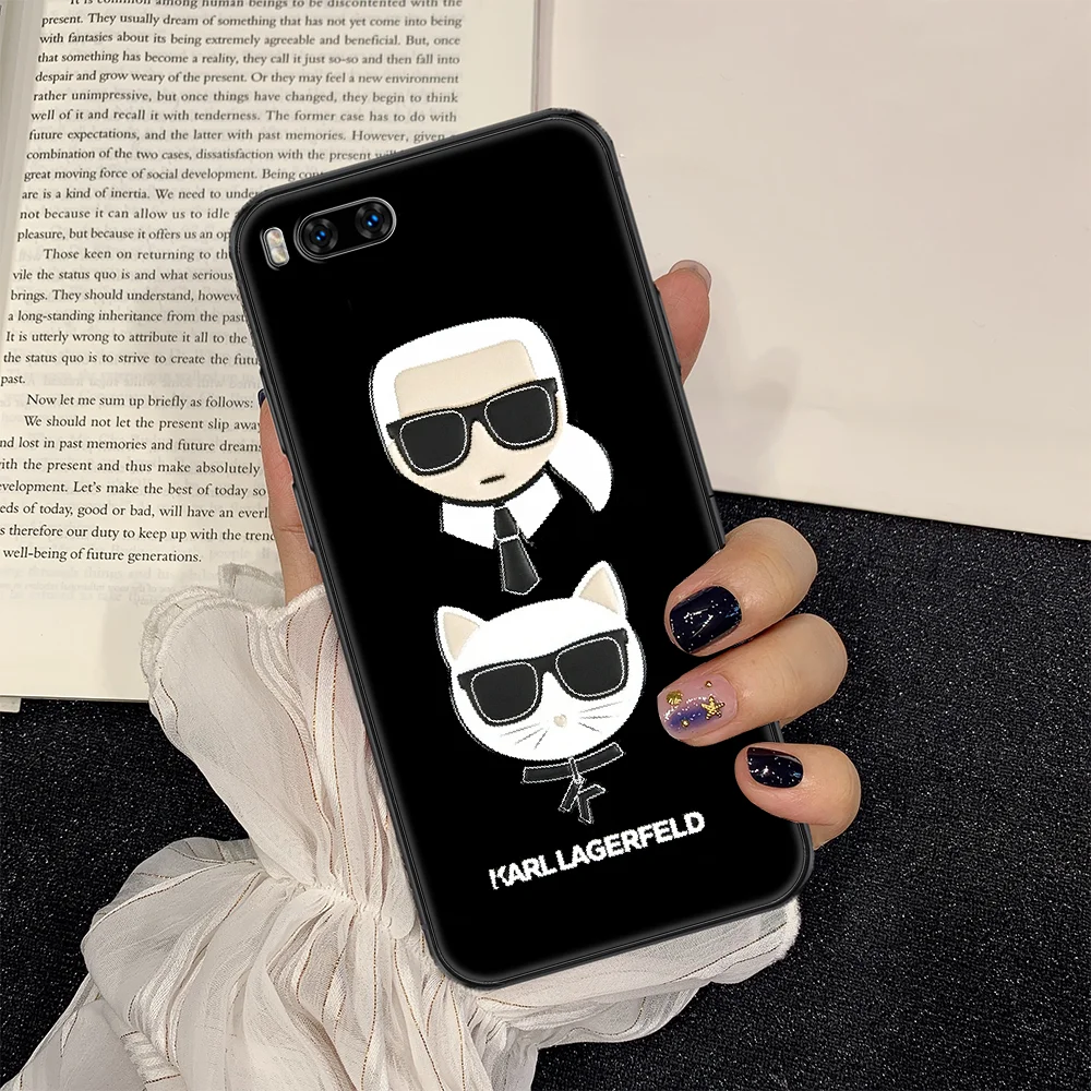 

Fashion Brand designer KARLs Phone case For Xiaomi Mi Max Note 3 A2 A3 8 9 9T 10 Lite Pro Ultra black trend prime art cell cover