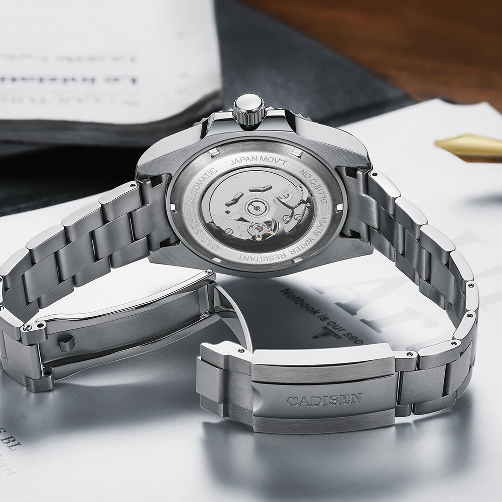 

CADISEN Japan Mechanical Movement Watch Men 100M Waterproof Top Brand Automatic Watch Ceramics Business Sport Relogio Masculino