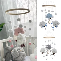 baby rattles crib mobiles toy cotton clouds pendant bed bell rotating music rattles for cots projection infant wooden toys