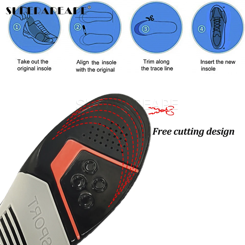 Orthopedic insoles flat foot orthopedic Sport Insole arch support man women Sole Pad for Shoes insert shock absorption insoles