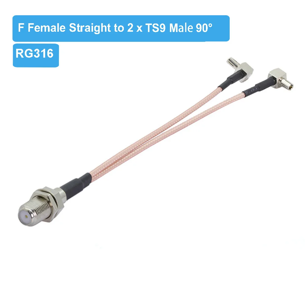 

10pcs F Female to Y type 2X TS9 Right Angle Male Splitter Combiner cable pigtail RG174 3G/4G Antenna Extension Cable Jumper