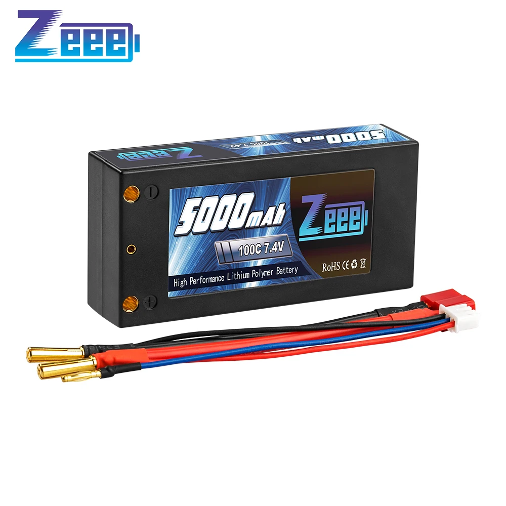 Zeee 2S 7 4 В 100C 5000 мАч короткошерстная Lipo батарея в твердом чехле с разъемом Deans для